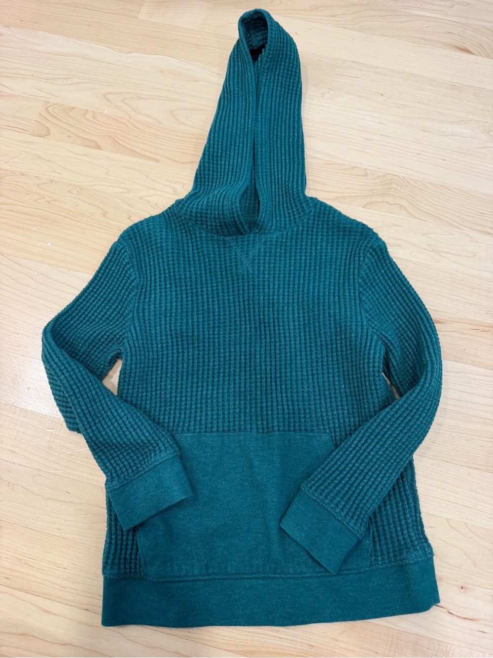 Cat & Jack Teal Hooded Waffle-Knit Pullover
